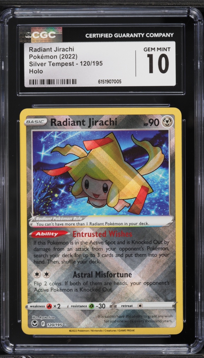 2022 Pokemon Sword & Shield Silver Tempest Holo Radiant Jirachi #120 CGC 10 GEM MINT
