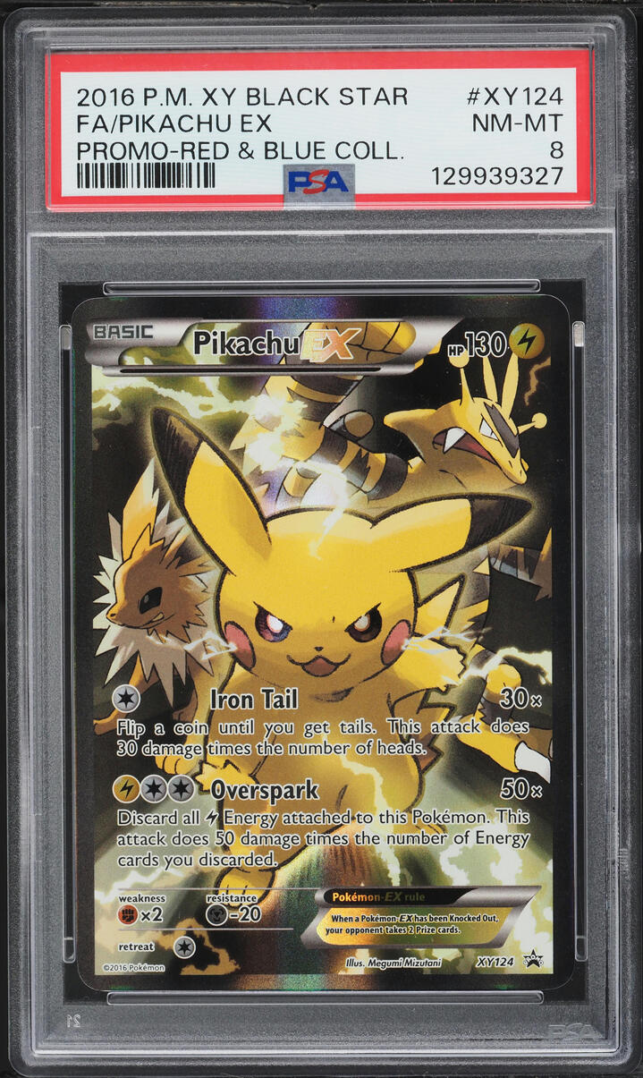 2016 Pokemon XY Promo Red & Blue Collection Full Art Pikachu EX #XY124 PSA 8 NM-MT