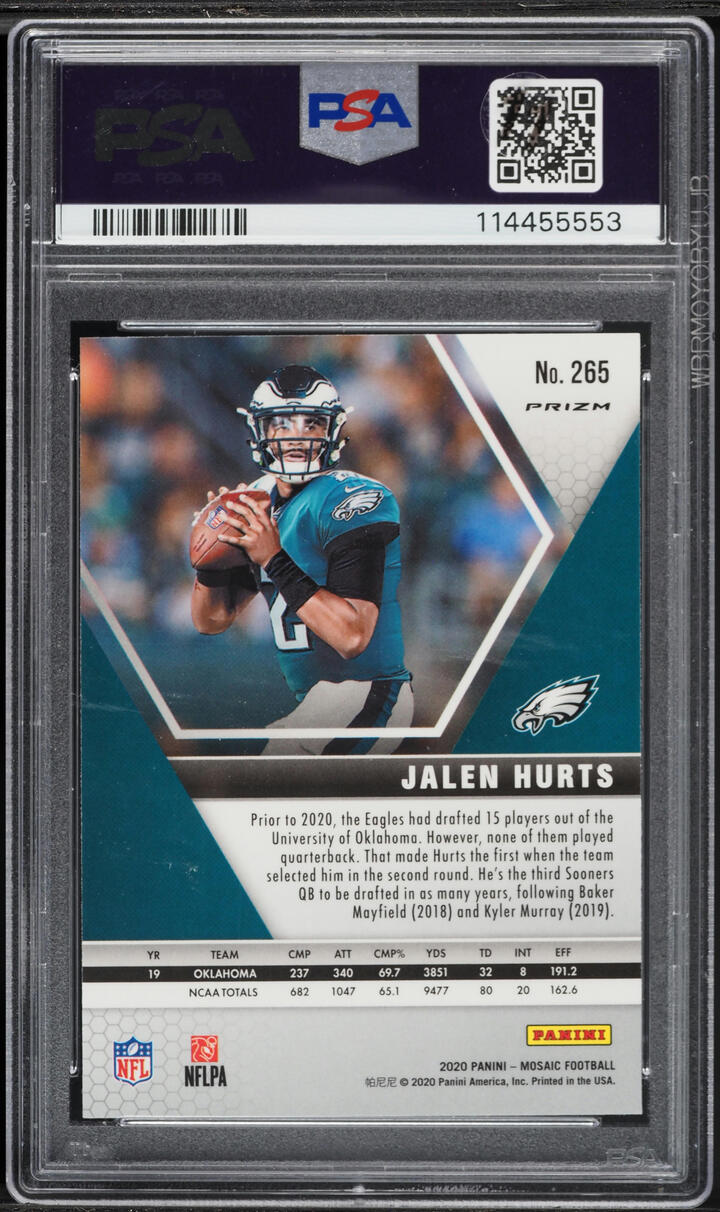 2020 Panini Mosaic Green Jalen Hurts ROOKIE #265 PSA 10 GEM MINT