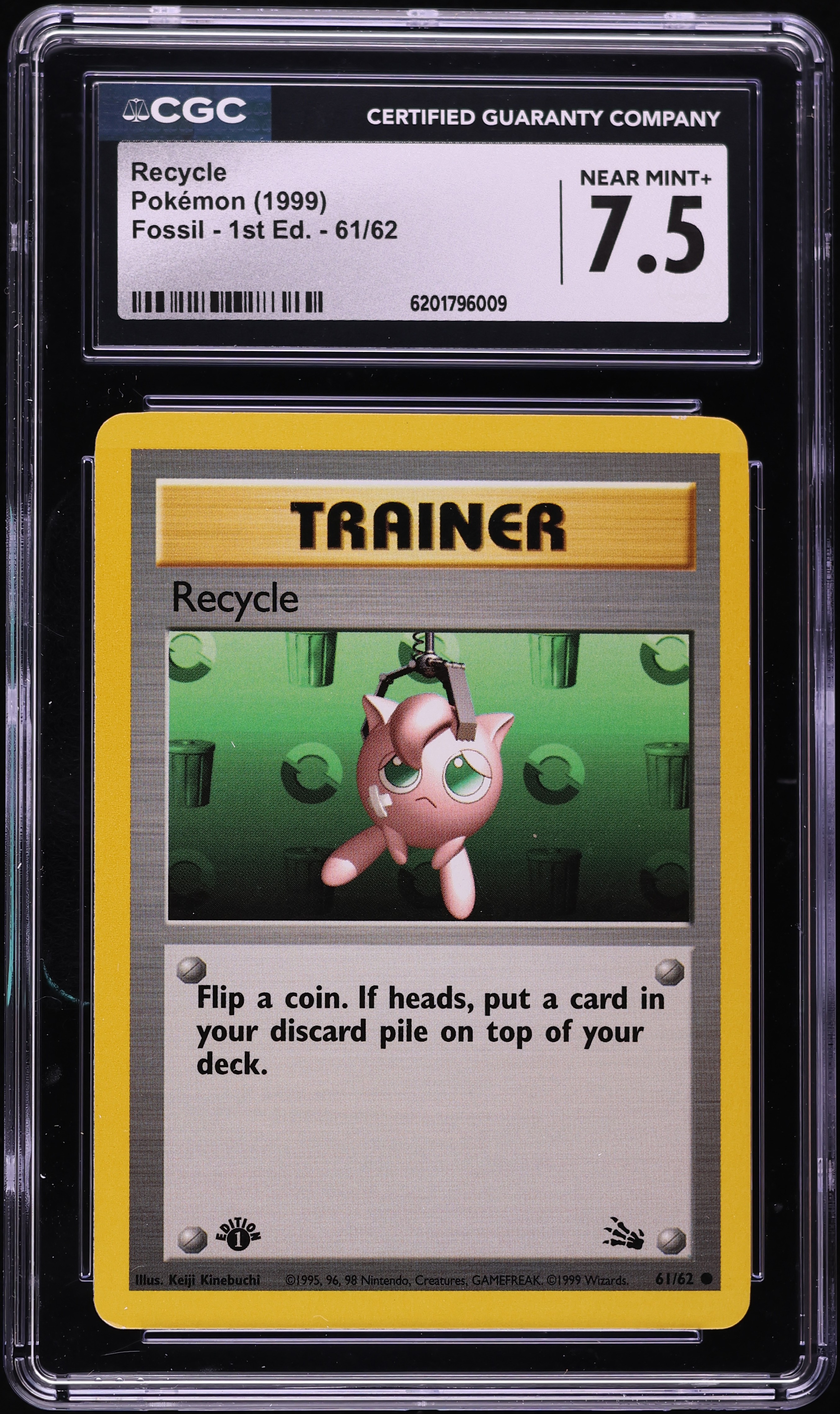 1999 Pokemon Fossil 1st Edition Recycle #61 CGC 7.5 NRMT+