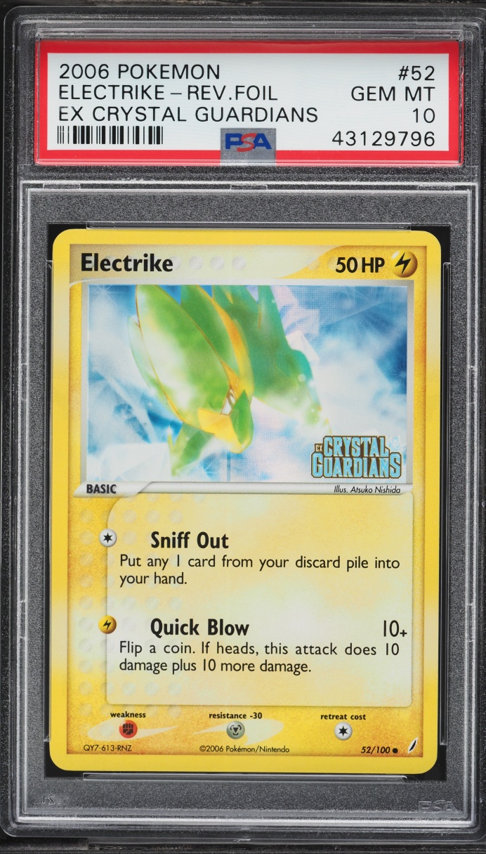 2006 Pokemon EX Crystal Guardians Reverse Holo Electrike #52 PSA 10 GEM MINT
