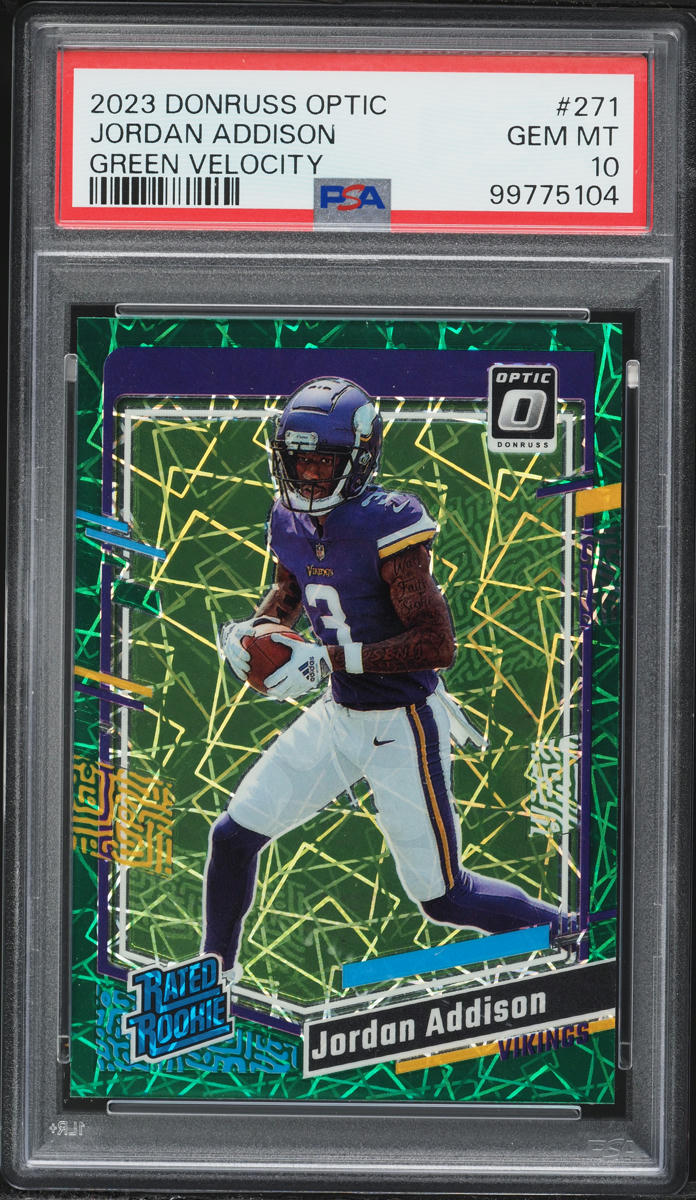 2023 Donruss Optic Green Velocity Jordan Addison ROOKIE #271 PSA 10 GEM MINT