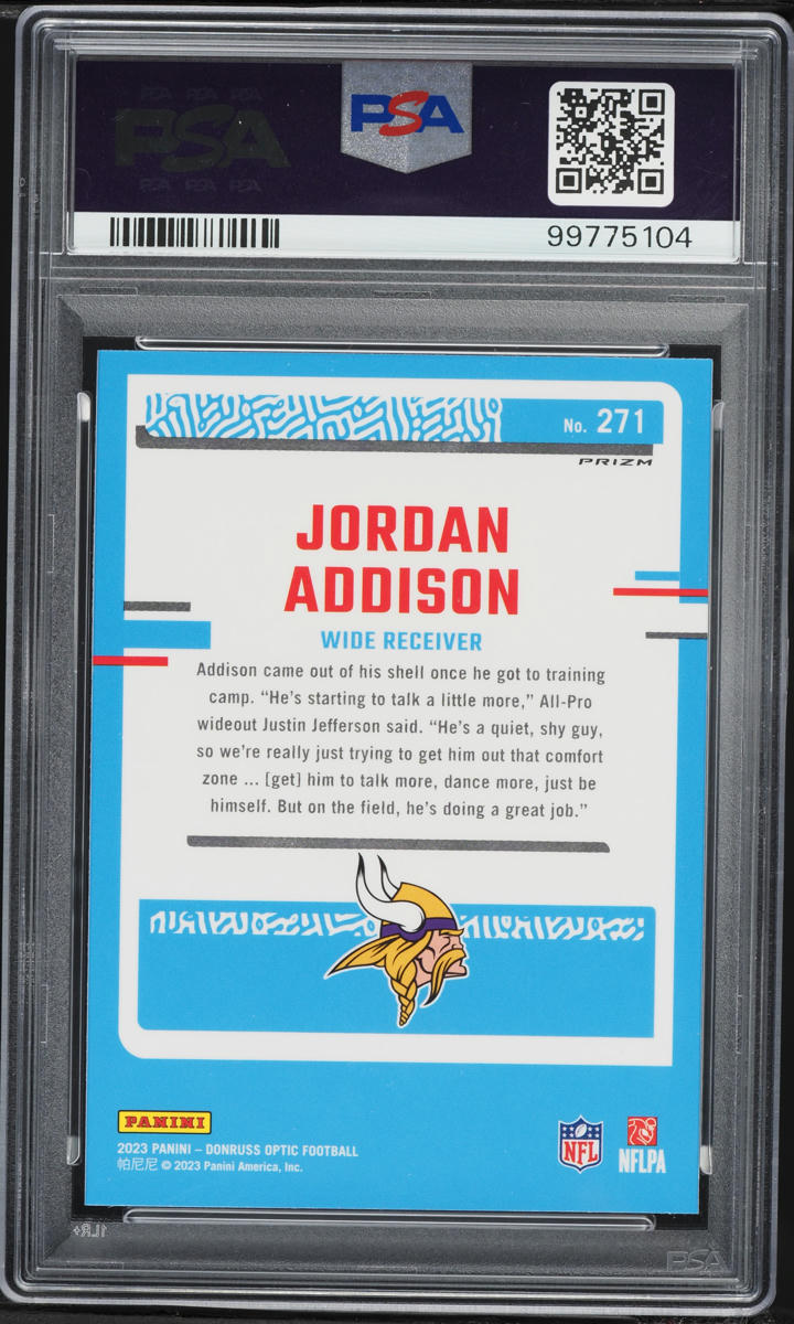 2023 Donruss Optic Green Velocity Jordan Addison ROOKIE #271 PSA 10 GEM MINT