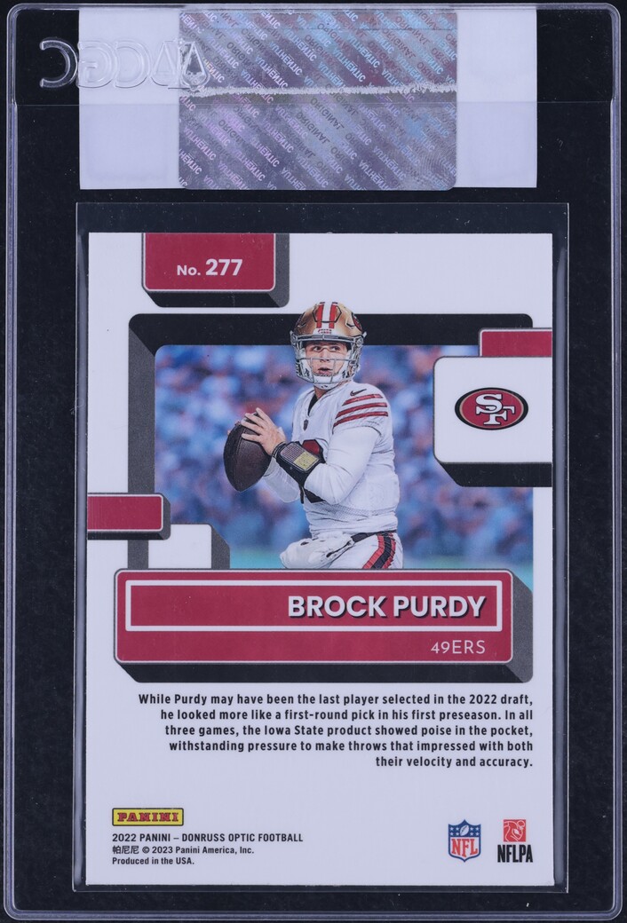 2022 Donruss Optic Brock Purdy ROOKIE #277 CGC AUTH