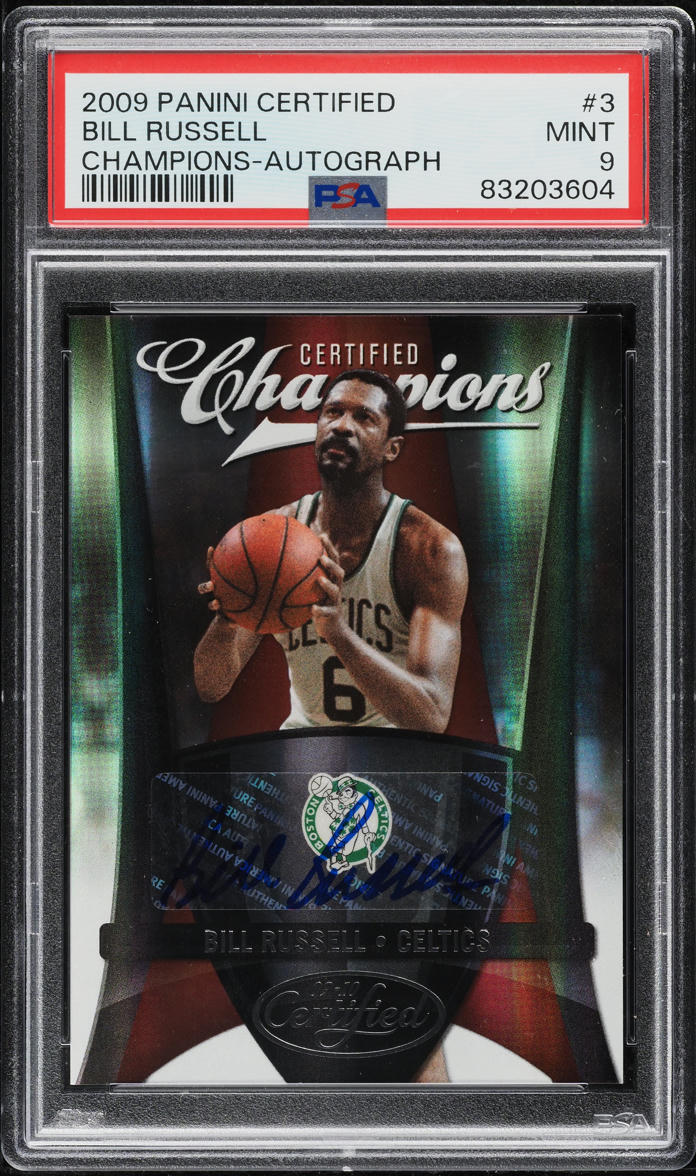 2009 Bowman Basketball '48 Bill Russell AUTO DNA 10 #48A-BR PSA 9