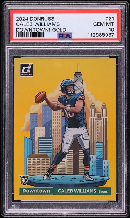 2024 Donruss Downtown! Gold Caleb Williams ROOKIE /10 #21 PSA 10 GEM MINT