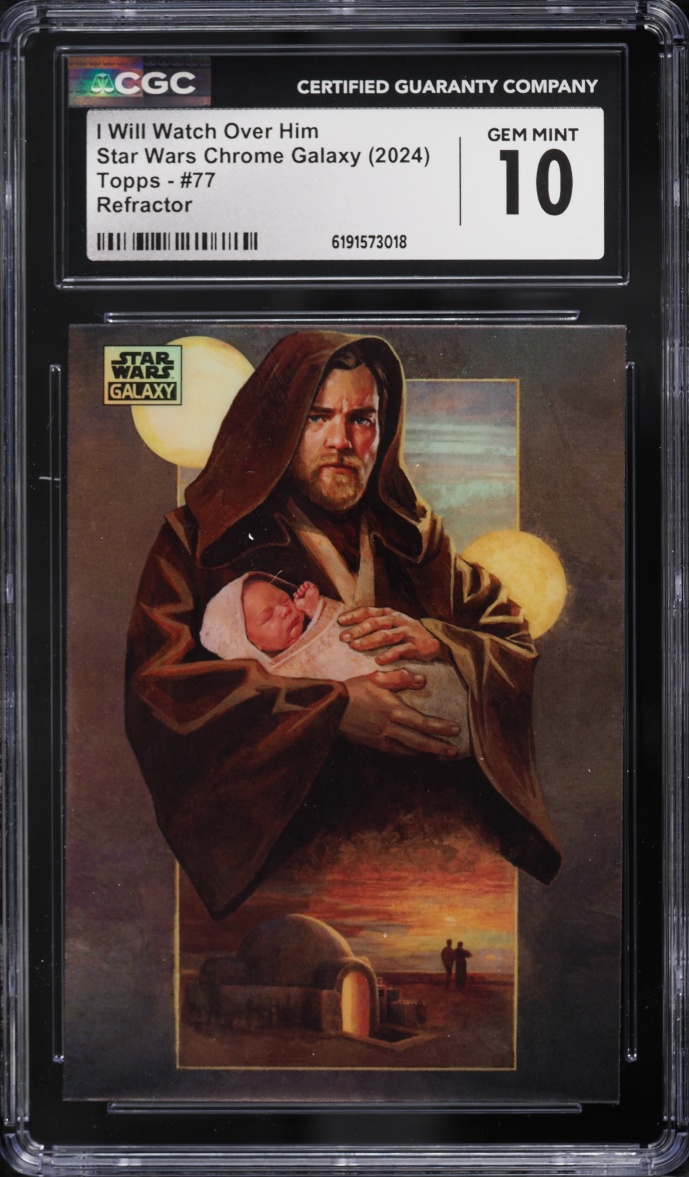 2024 Topps Star Wars Chrome Galaxy Refractor I Will Watch Over Him #77 CGC 10 GEM MINT