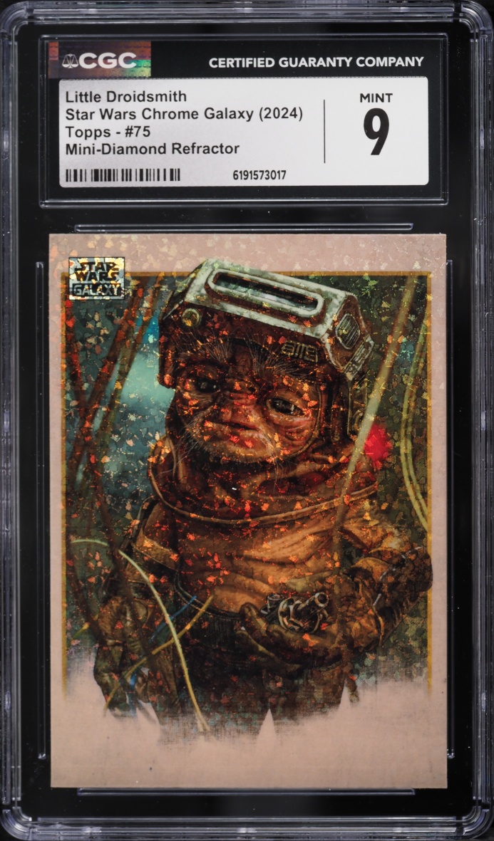 2024 Topps Chrome Star Wars Galaxy Mini Diamond Refractor Little Droidsmith #75 CGC 9 MINT