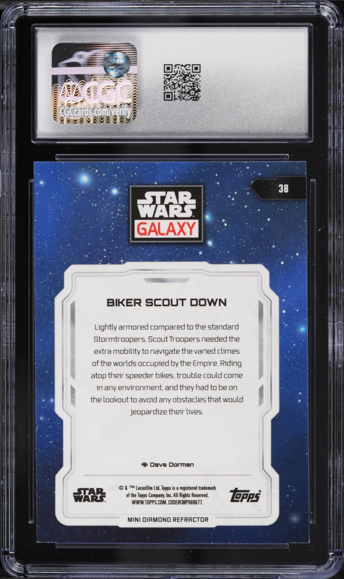 2024 Topps Chrome Star Wars Galaxy Refractor Biker Scout Down #38 CGC 10 GEM MINT