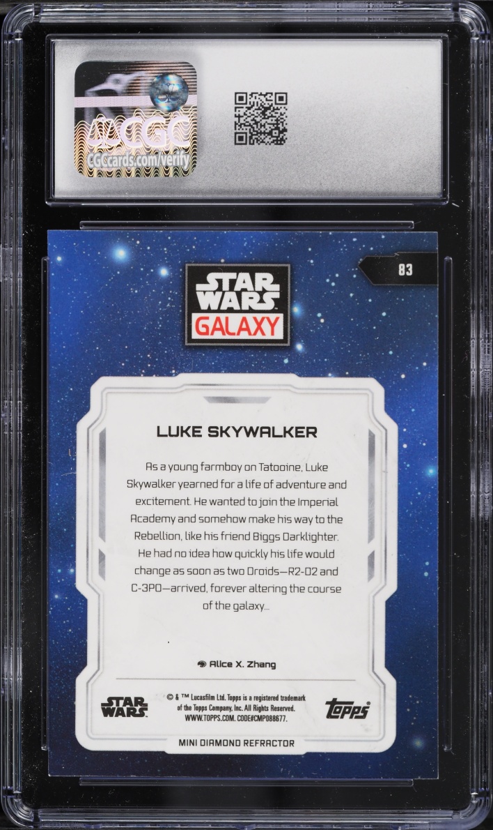 2024 Topps Star Wars Chrome Galaxy Refractor Luke Skywalker #83 CGC 10 GEM MINT