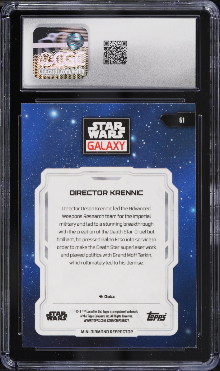 2024 Topps Star Wars Chrome Galaxy Refractor Director Krennic #61 CGC 10 GEM MINT