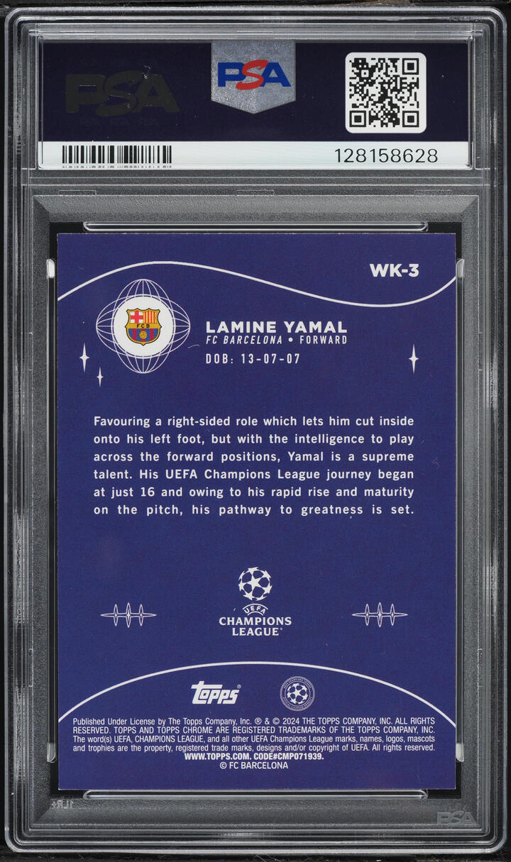 2023 Topps Chrome UEFA Wonderkids Lamine Yamal ROOKIE #WK-3 PSA 9 MINT