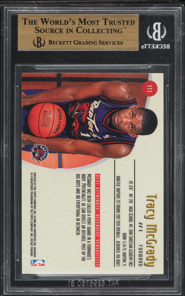 1997 Bowman's Best Tracy McGrady ROOKIE #111 BGS 10 PRISTINE