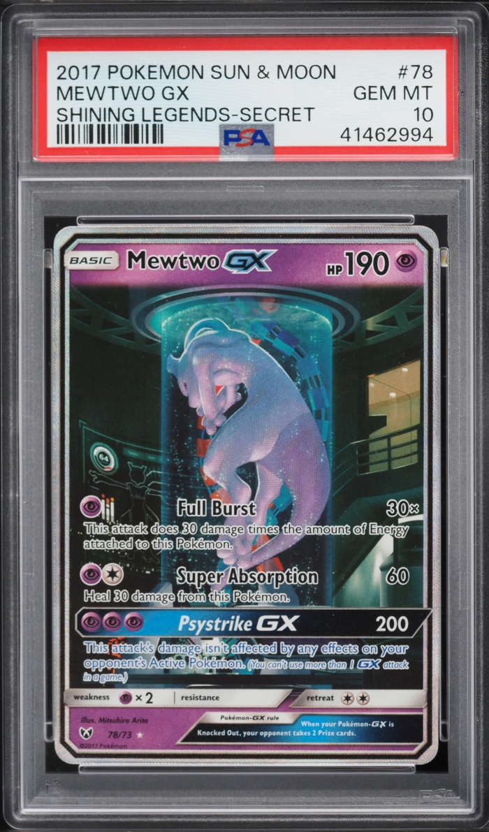2017 Pokemon Sun & Moon Shining Legends SEC Mewtwo GX #78 PSA 10 GEM MINT