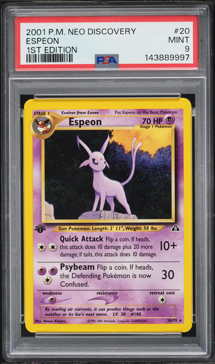 2001 Pokemon Neo Discovery 1st Edition Espeon #20 PSA 9 MINT