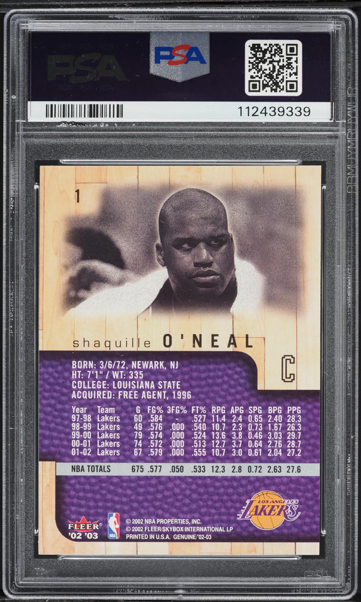 2002 Fleer Genuine Shaquille O'Neal #1 PSA 8 NM-MT