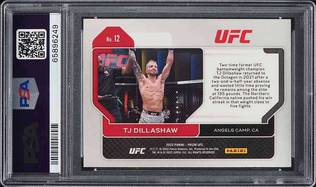 2022 Panini Prizm UFC TJ Dillashaw #12 PSA 10 GEM MINT