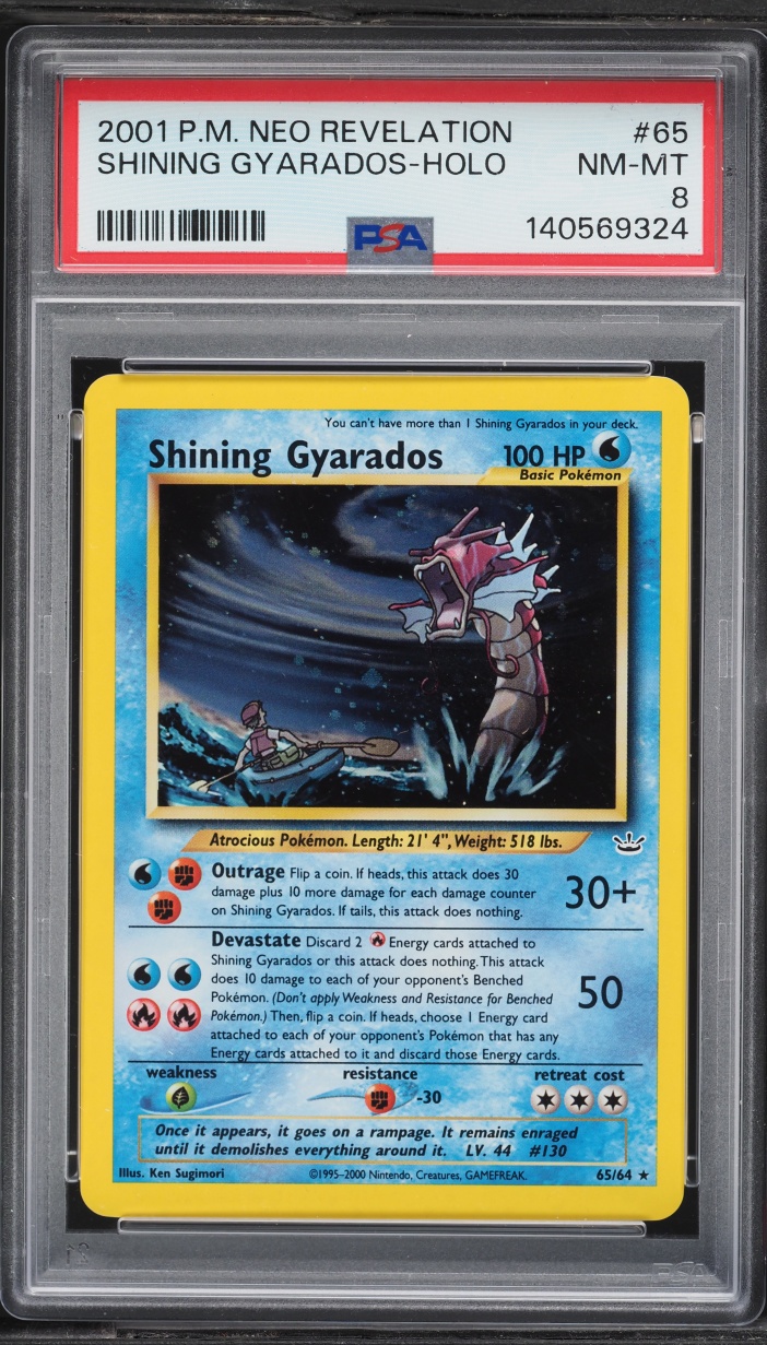 2001 Pokemon Neo Revelation Holo Shining Gyarados #65 PSA 8 NM-MT