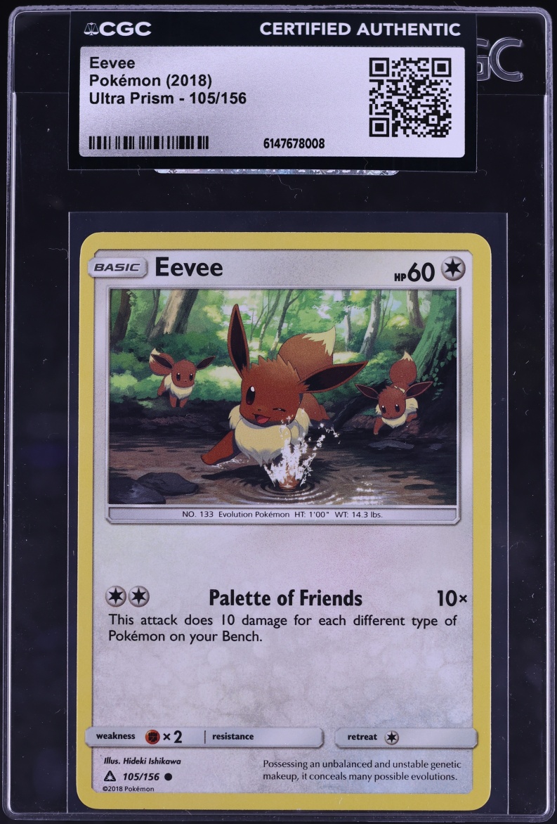 2018 Pokemon Sun & Moon Ultra Prism Eevee #105 CGC AUTH