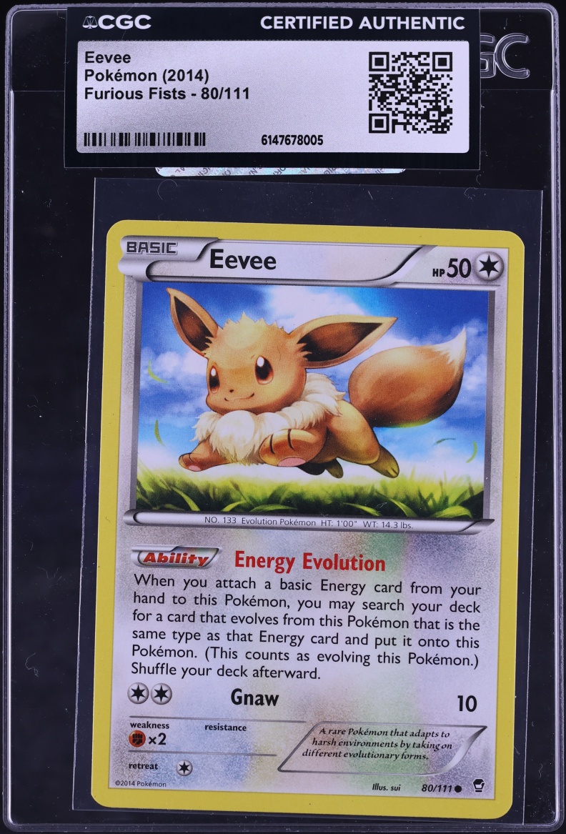 2014 Pokemon XY Furious Fists Eevee #80 CGC AUTH