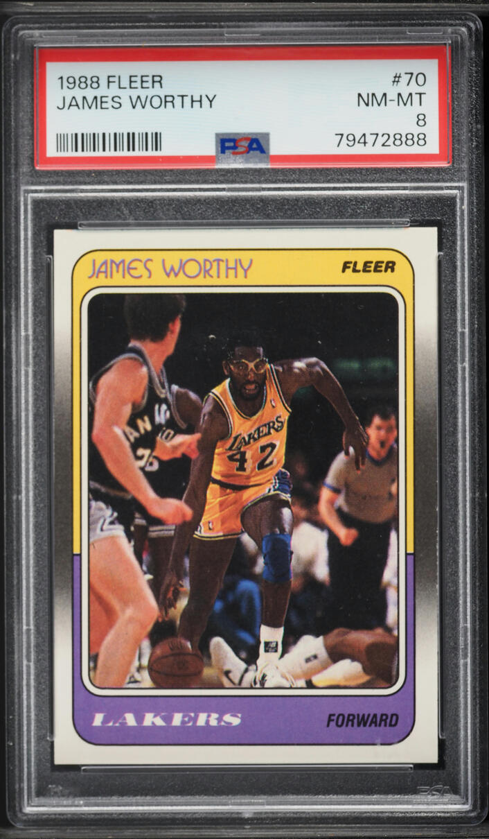 1988 Fleer Basketball James Worthy #70 PSA 8 NM-MT