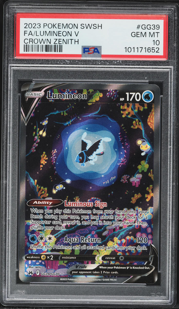 2023 Pokemon Sword & Shield Crown Zenith Alt Art Lumineon V #GG39 PSA 10 GEM MINT
