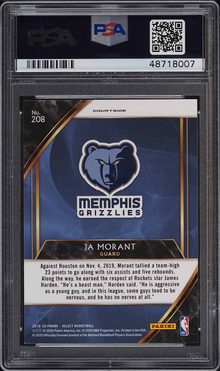 2019 Select Courtside Ja Morant ROOKIE #208 PSA 10 GEM MINT