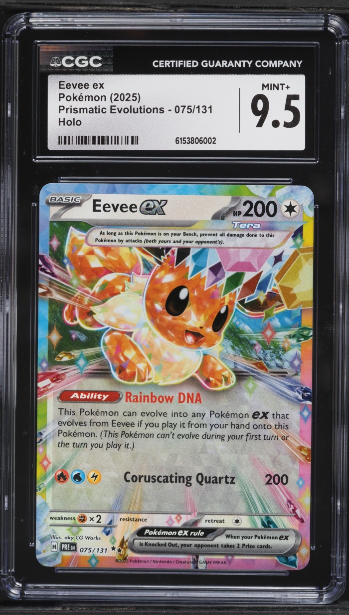 2025 Pokemon Scarlet & Violet Prismatic Evolutions Holo Eevee EX #75 CGC 9.5 MINT+