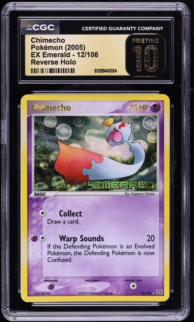 2005 Pokemon EX Emerald Reverse Holo Chimecho #12 CGC 10 PRISTINE