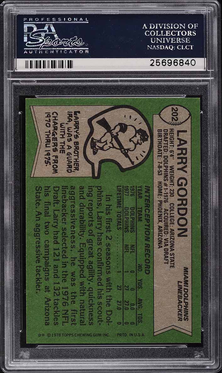 1978 Topps Football Larry Gordon #202 PSA 10 GEM MINT