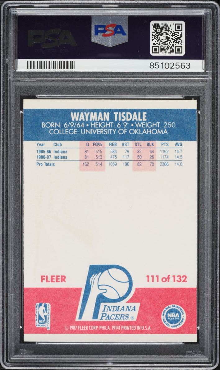 1987 Fleer Basketball Wayman Tisdale #111 PSA 6 EXMT
