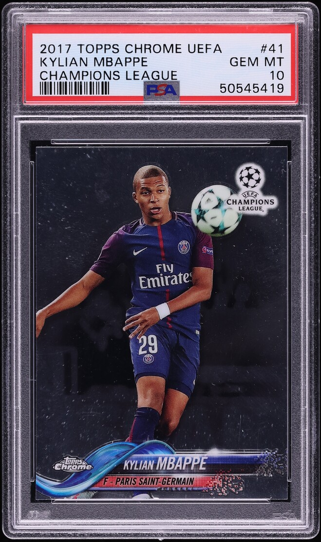 2017 Topps Chrome UEFA Champions League Kylian Mbappe ROOKIE #41 PSA 10 GEM MINT