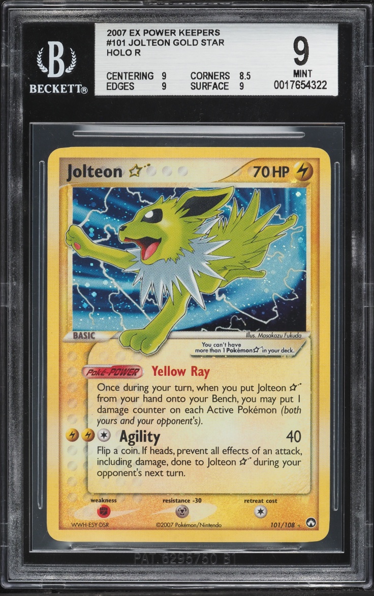2007 Pokemon EX Power Keeper Reverse Holo Jolteon Gold Star #101 BGS 9 MINT