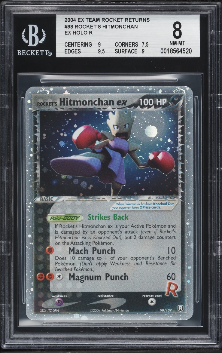 2004 Pokemon EX Team Rocket Returns Holo Rocket's Hitmonchan EX #98 BGS 8 NM-MT