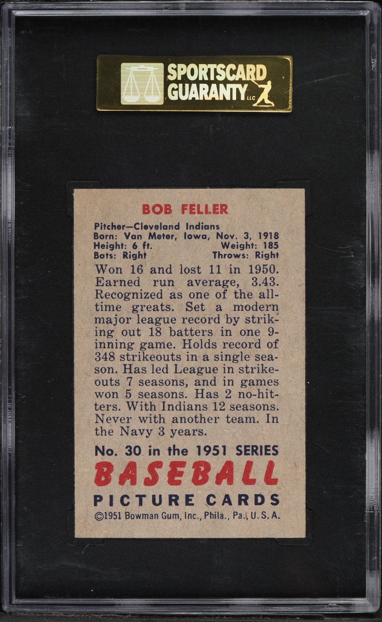 1951 Bowman Bob Feller #30 SGC 7 NRMT