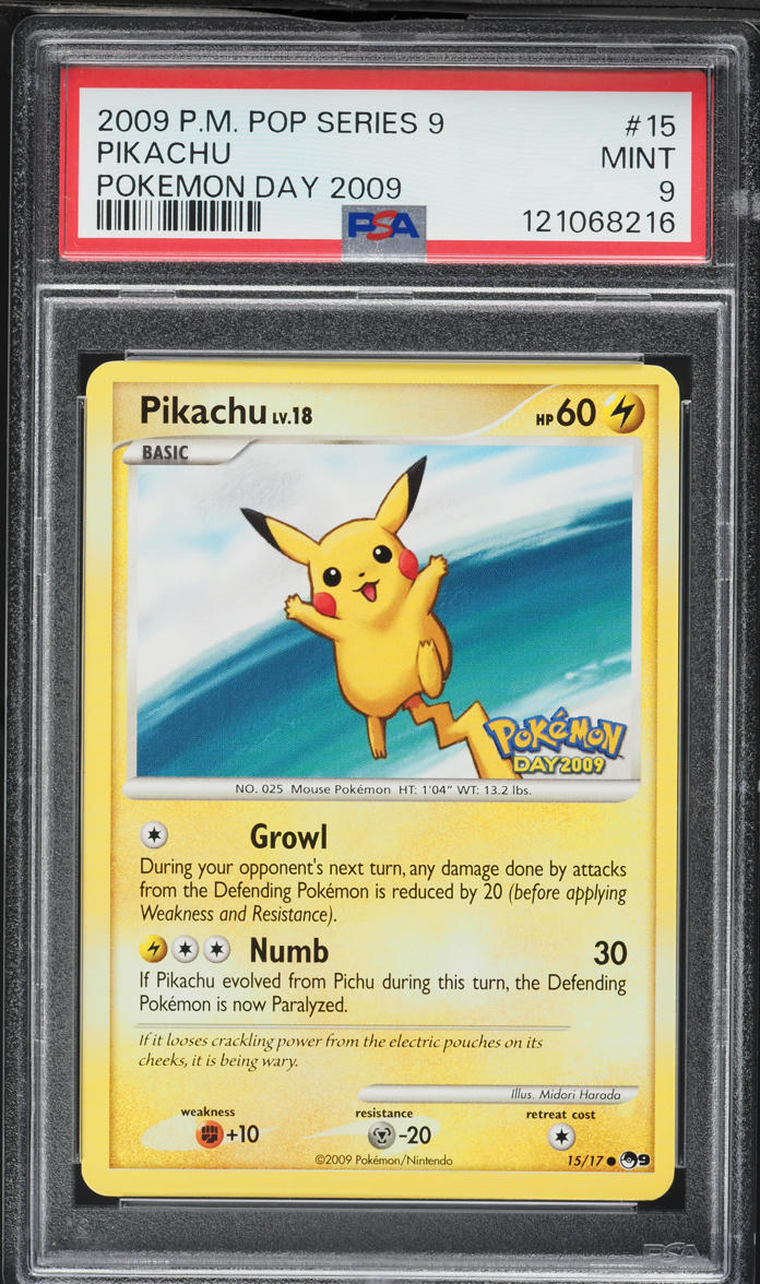 2009 Pokemon POP Series 9 Pokemon Day '09 Pikachu #15 PSA 9 MINT