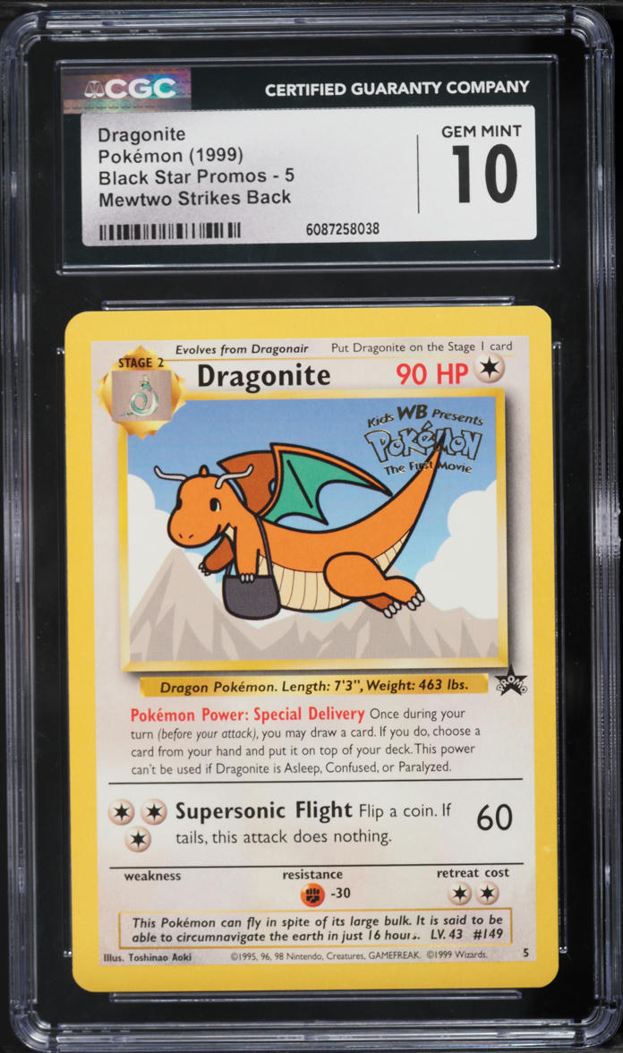 1999 Pokemon Movie Black Star Promo Dragonite #5 CGC 10 GEM MINT