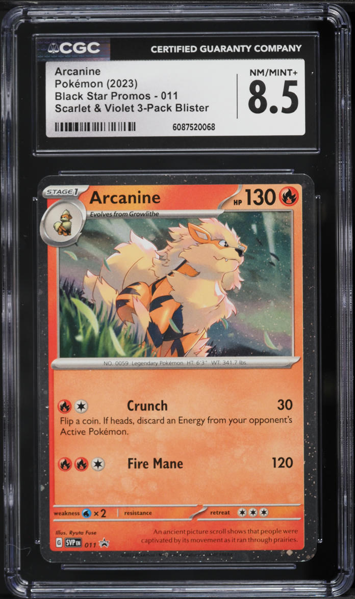 2023 Pokemon Scarlet & Violet Black Star Promo Holo Arcanine #11 CGC 8.5 NM-MT+