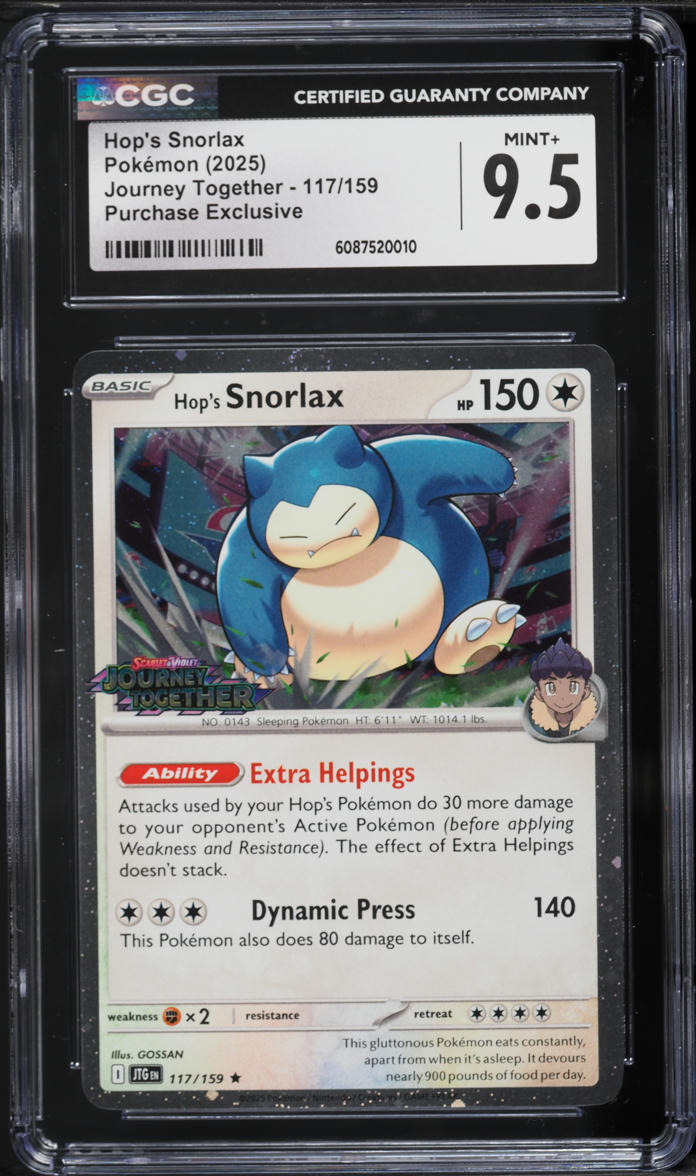 2025 Pokemon SV Journey Together Purchase Exclusive Hop's Snorlax #117 CGC 9.5 MINT+