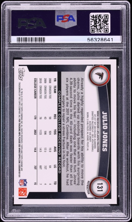 2011 Topps Chrome Xfractor Julio Jones ROOKIE #131 PSA 10 GEM MINT