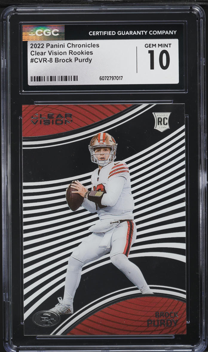 2022 Panini Chronicles Clear Vision Brock Purdy ROOKIE #CVR-8 CGC 10 GEM MINT