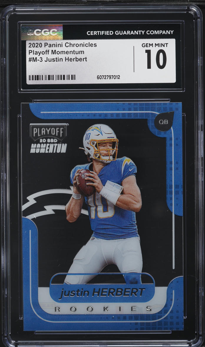 2020 Panini Chronicles Playoff Momentum Justin Herbert #M-3 CGC 10 GEM MINT