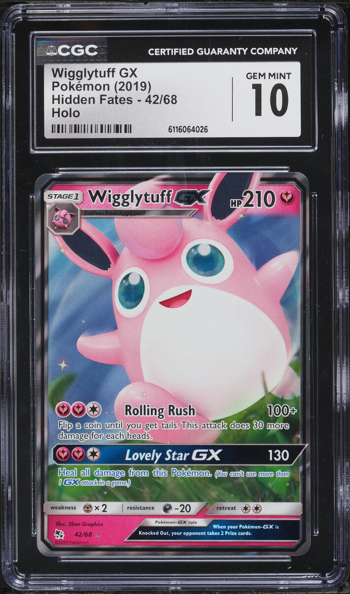 2019 Pokemon Sun & Moon Hidden Fates Holo Wigglytuff GX #42 CGC 10 GEM MINT