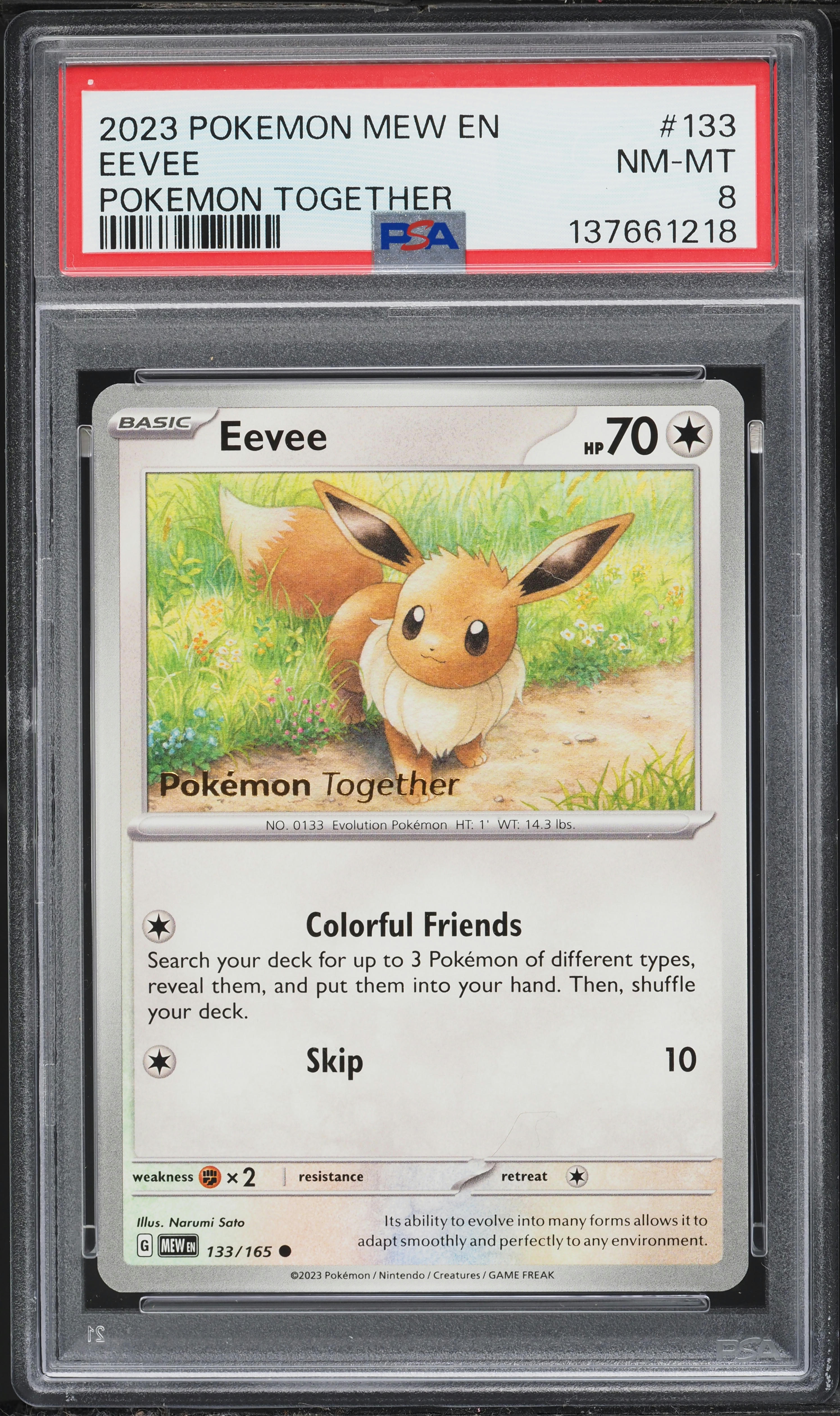 2023 Pokemon Scarlet & Violet 151 Together Eevee #133 PSA 8 NM-MT
