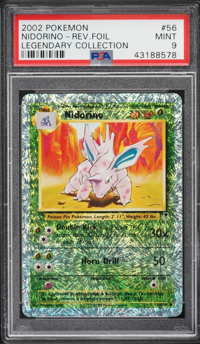 2002 Pokemon Legendary Collection Reverse Holo Nidorino #56 PSA 9 MINT