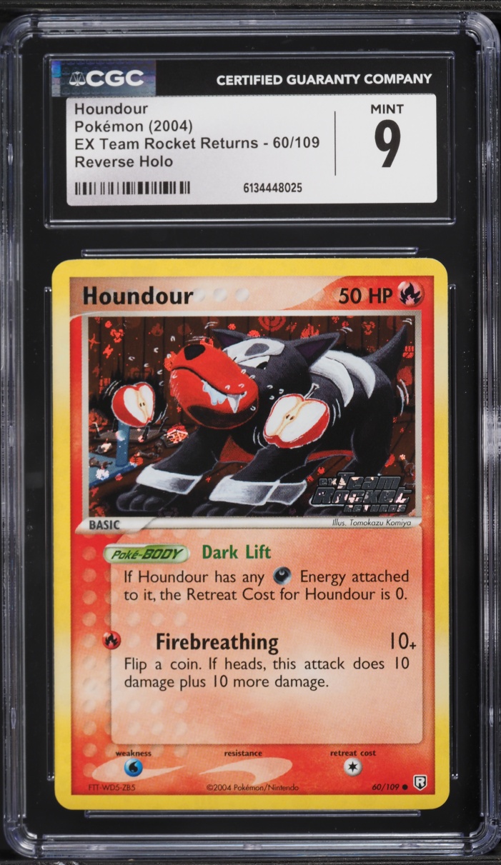 2004 Pokemon EX Team Rocket Returns Reverse Holo Houndour #60 CGC 9 MINT