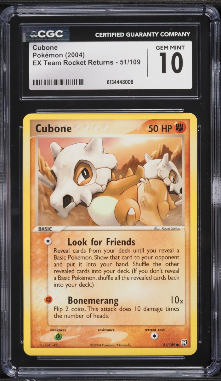 2004 Pokemon EX Team Rocket Returns Cubone #51 CGC 10 GEM MINT
