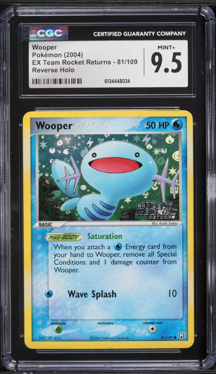 2004 Pokemon EX Team Rocket Returns Reverse Holo Wooper #81 CGC 9.5 MINT+