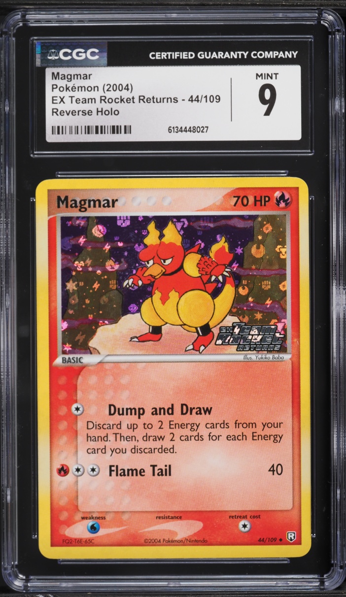 2004 Pokemon EX Team Rocket Returns Reverse Holo Magmar #44 CGC 9 MINT