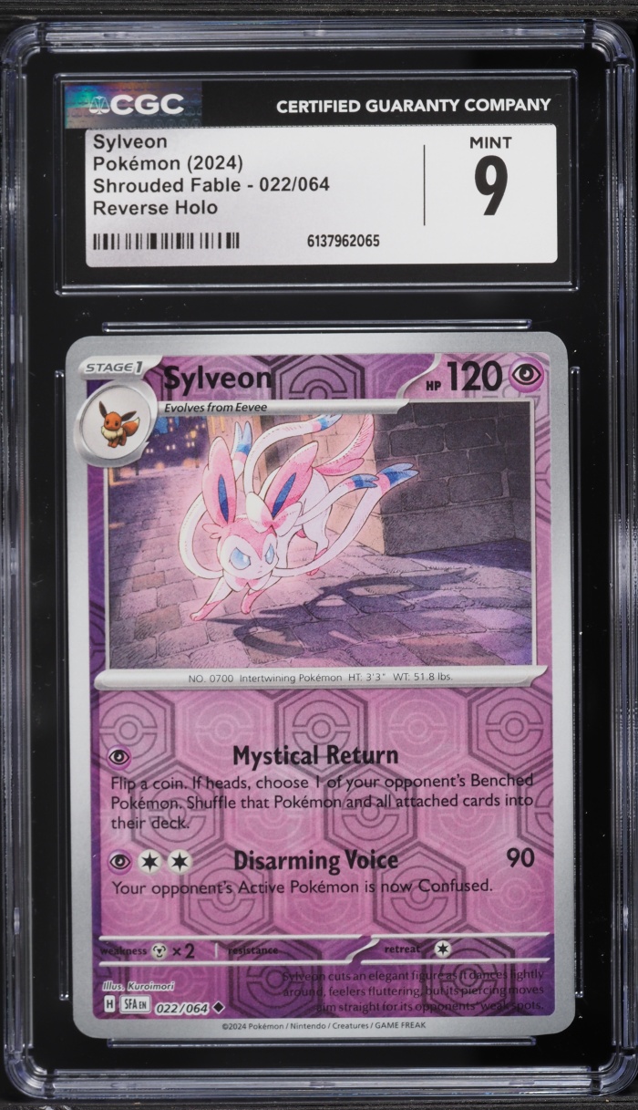 2024 Pokemon Scarlet & Violet Shrouded Fable Reverse Holo Sylveon #22 CGC 9 MINT